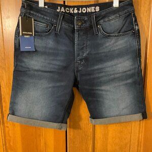Men's Jack & Jones Cuffed, Intelligence Stretch, Regular Fit, Blue Denim, Button